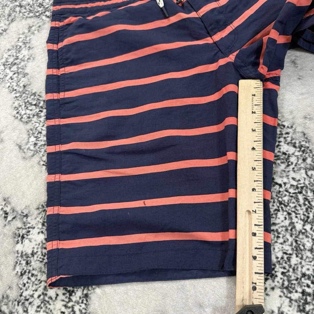 GAP Mens M Navy Coral Stripe Swim Trunks Drawstring Board Shorts Nylon